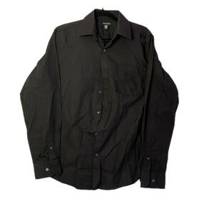 George Button Down Shirt Mens Size M Black Long Sleeve dress shirt